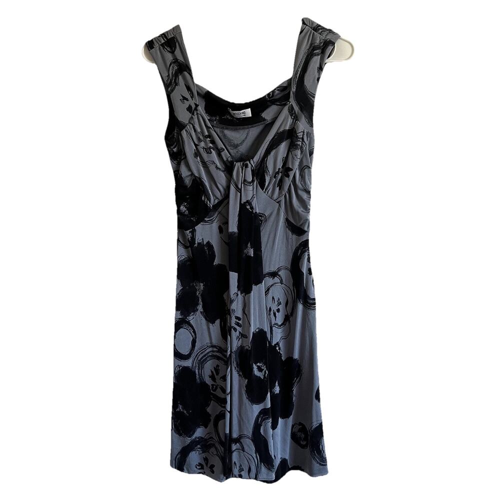 RARE MOSCHINO Cheap And Chic Y2K 90s Grey Floral Jersey Silk Dress Size 10 AE9